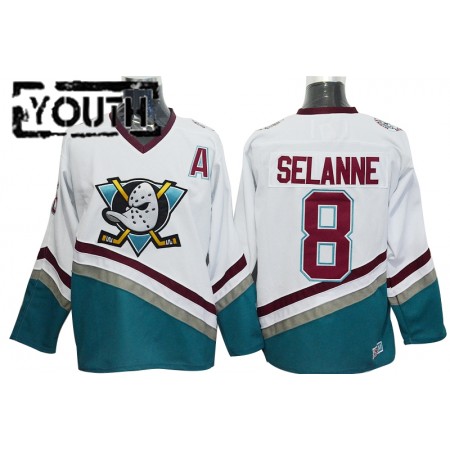 Anaheim Ducks Mighty Ducks Trikot Teemu Selanne 8 CCM Throwback Weiß Authentic - Kinder